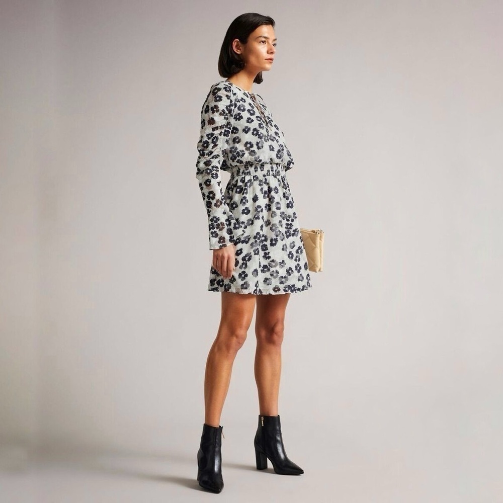 NWOT Ted Baker Felici Floral Long Sleeve Mini dress